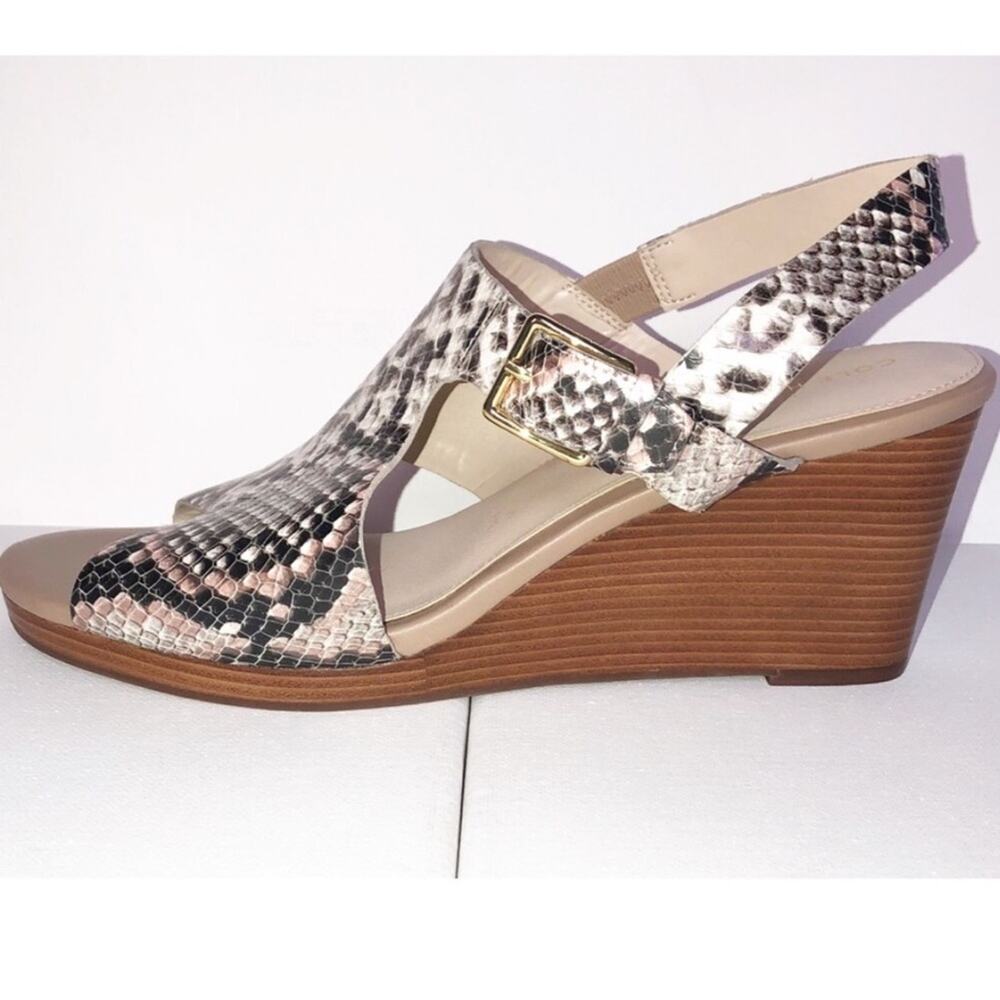 Cole Haan B&W Python Leather Open Toe Ankle Strap… - image 1